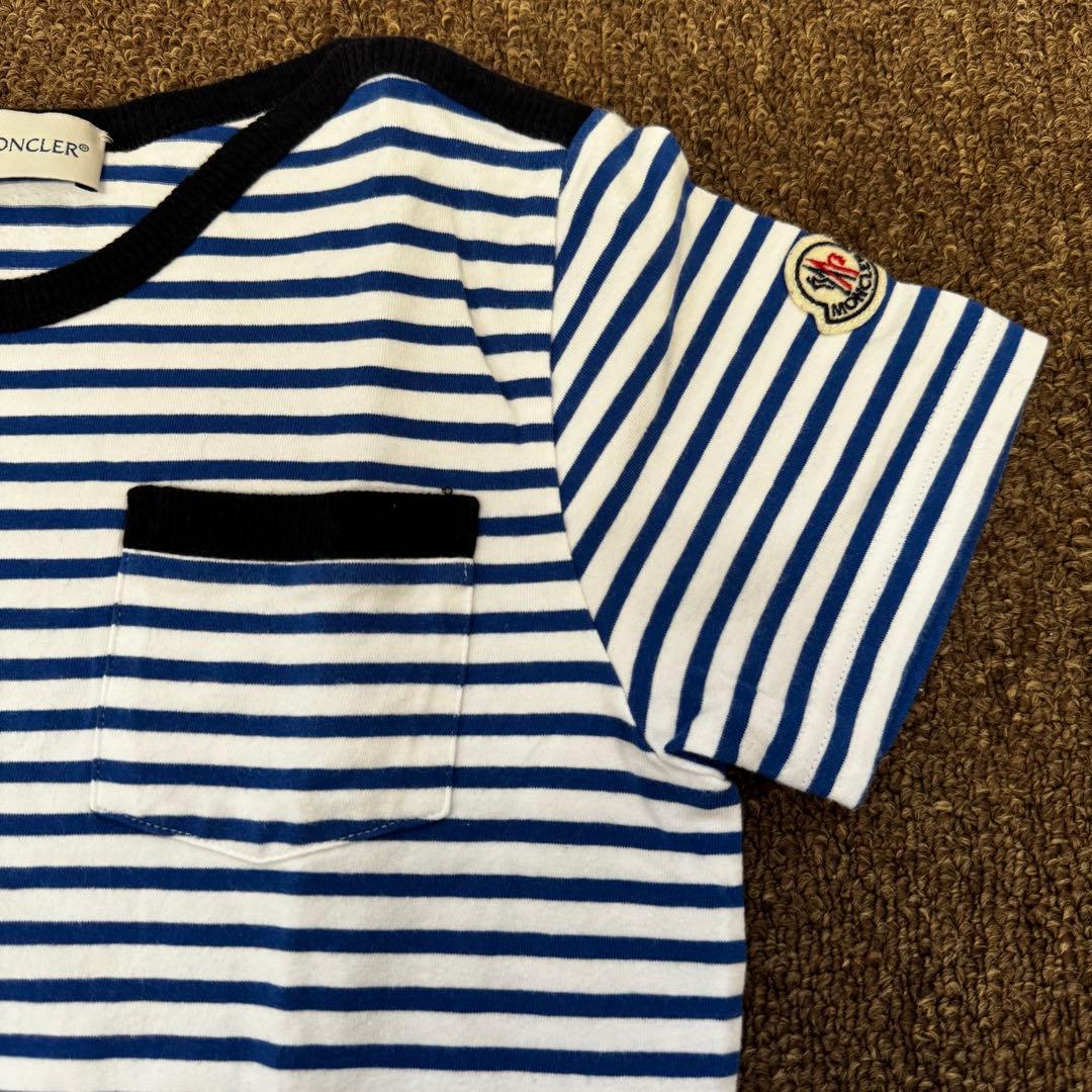 【希少】MONCLER 青と白のストライプ Tシャツ 半袖