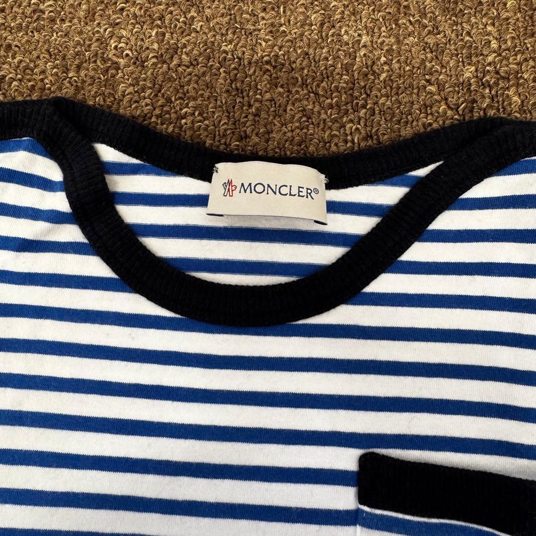【希少】MONCLER 青と白のストライプ Tシャツ 半袖