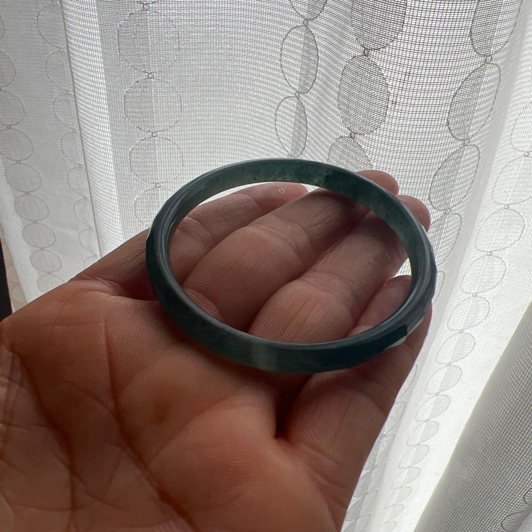 本翡翠、キラキラカット氷藍水バングル　〜52