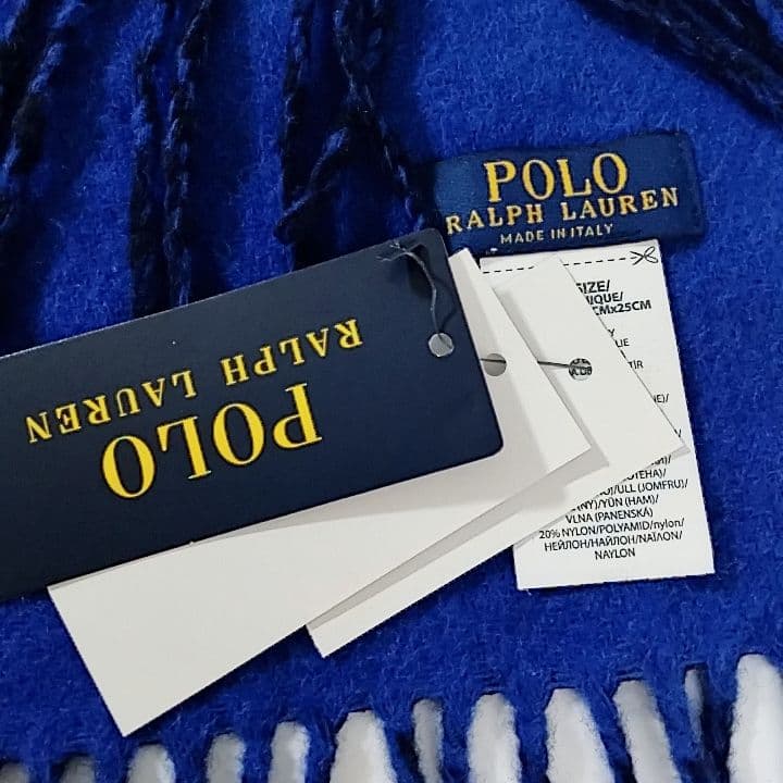 新品 POLO RALPH LAUREN ストール ブルー×ネイビー ウール