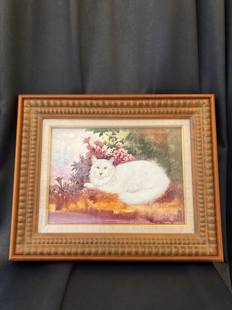 趙 国明 チョウ コクメイ 白猫 絵画 国際洋画家