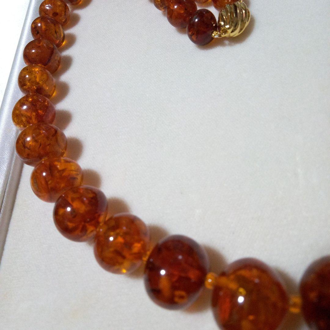 オレンジ アンバービーズ ネックレス
