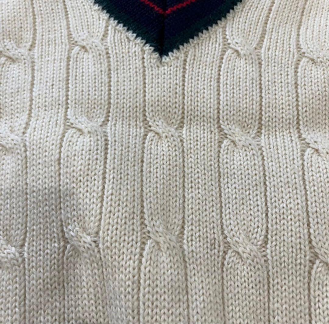 ポロ　ラルフローレン　ケーブルニット　ベスト　ヴァージンウール　チルデンニット