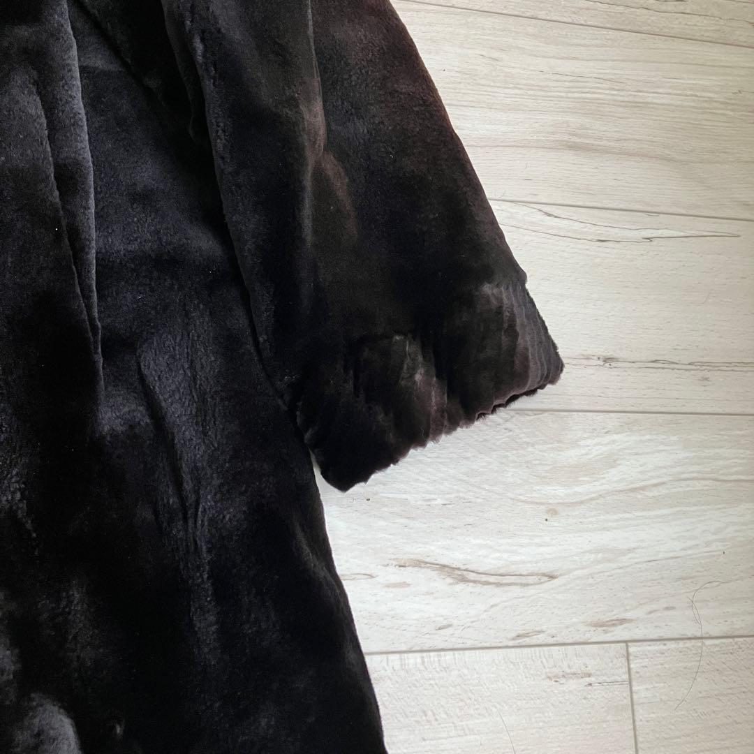 サガミンク　ミンクファーコート　ロング　銀サガ　デザイン襟　シルク