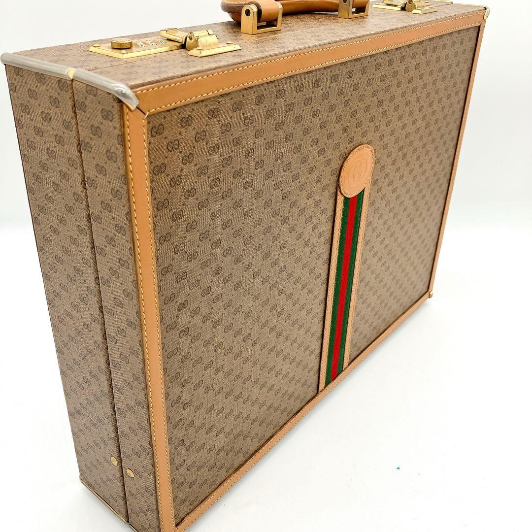 【GUCCI】アタッシュケース　シェリーライン　マイクロGG PVC ベージュ