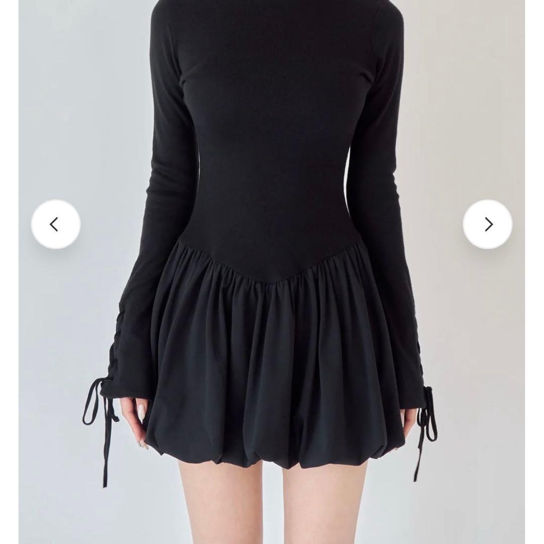 yilon イロン バルーンミニワンピース ブラック