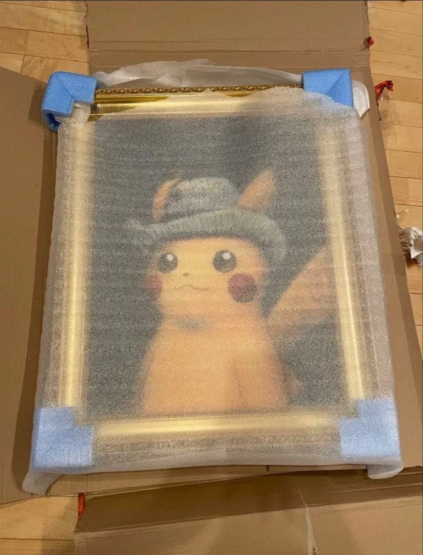 ゴッホピカチュウ キャンバスアート Sサイズ金枠