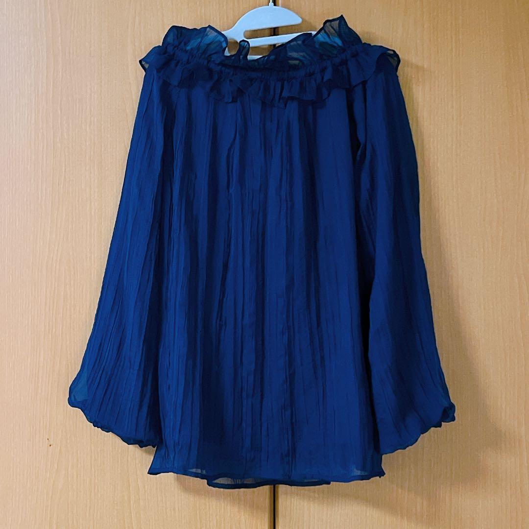 【美品】シアースモックブラウス ネイビー CERFORD セルフォード