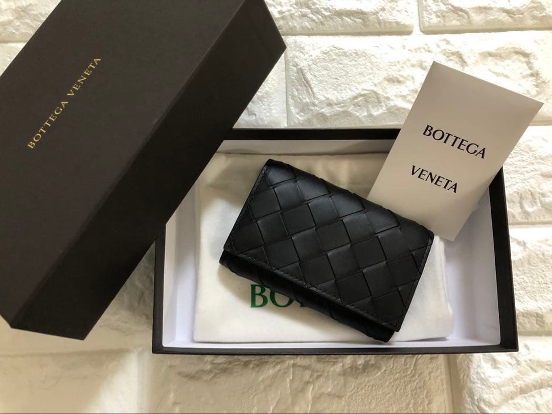 【現行新品】ボッテガヴェネタ　キーケース　イントレチャート　ブラック　キーリング