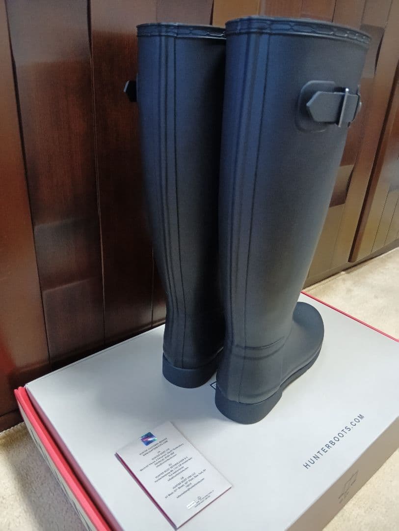 ひろ　HUNTER ブラック レインブーツ バックル付き
