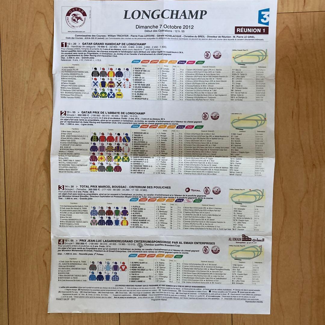 凱旋門賞　2011年　2012年　レーシングプログラム　馬券　オルフェーブル