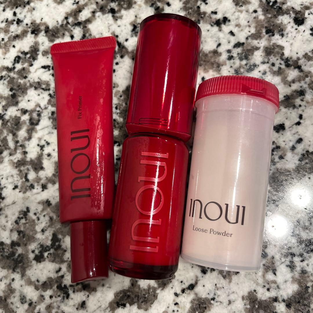 インウイ　ベースメイク3点　プライマー、リキッドファンデ01、ルースパウダー