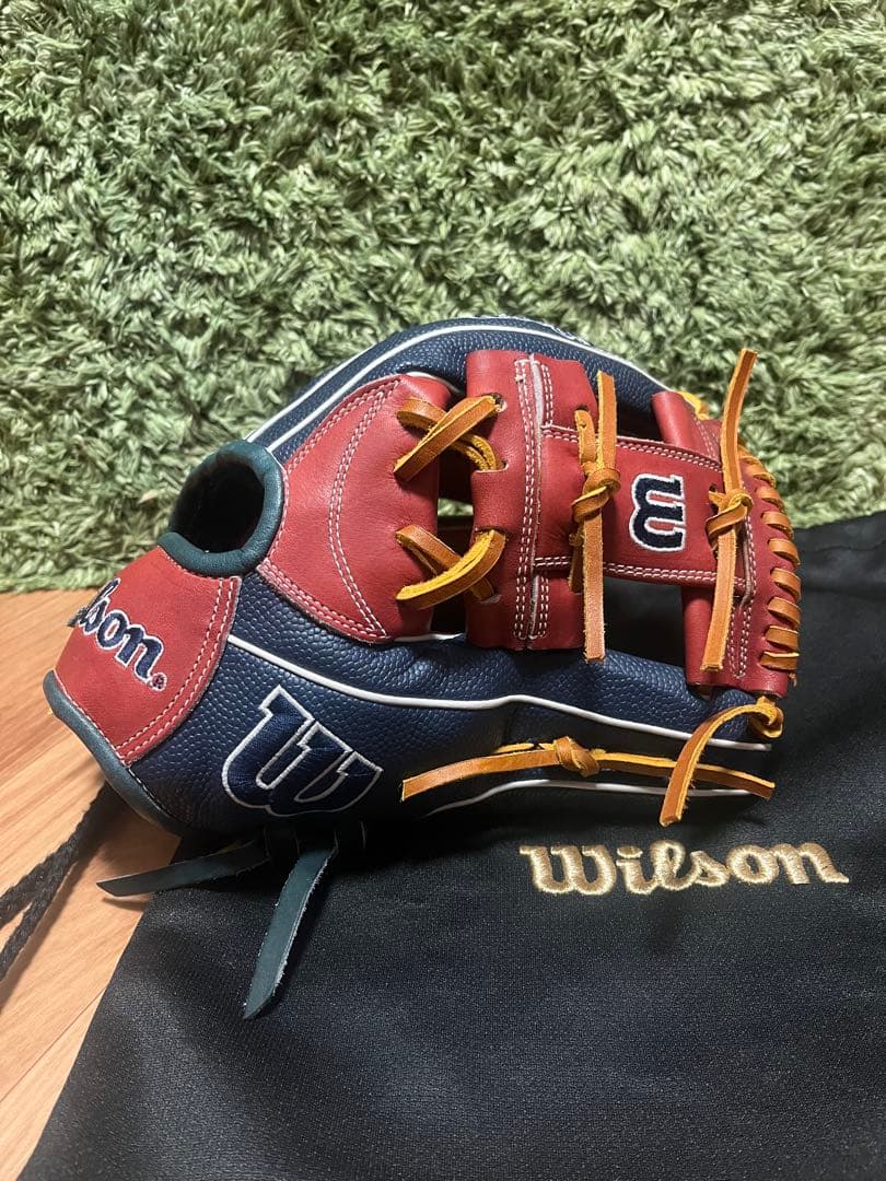 ウィルソン ワナビーヒーローデュアル 軟式内野手用87型 ネイビーSS×レッド