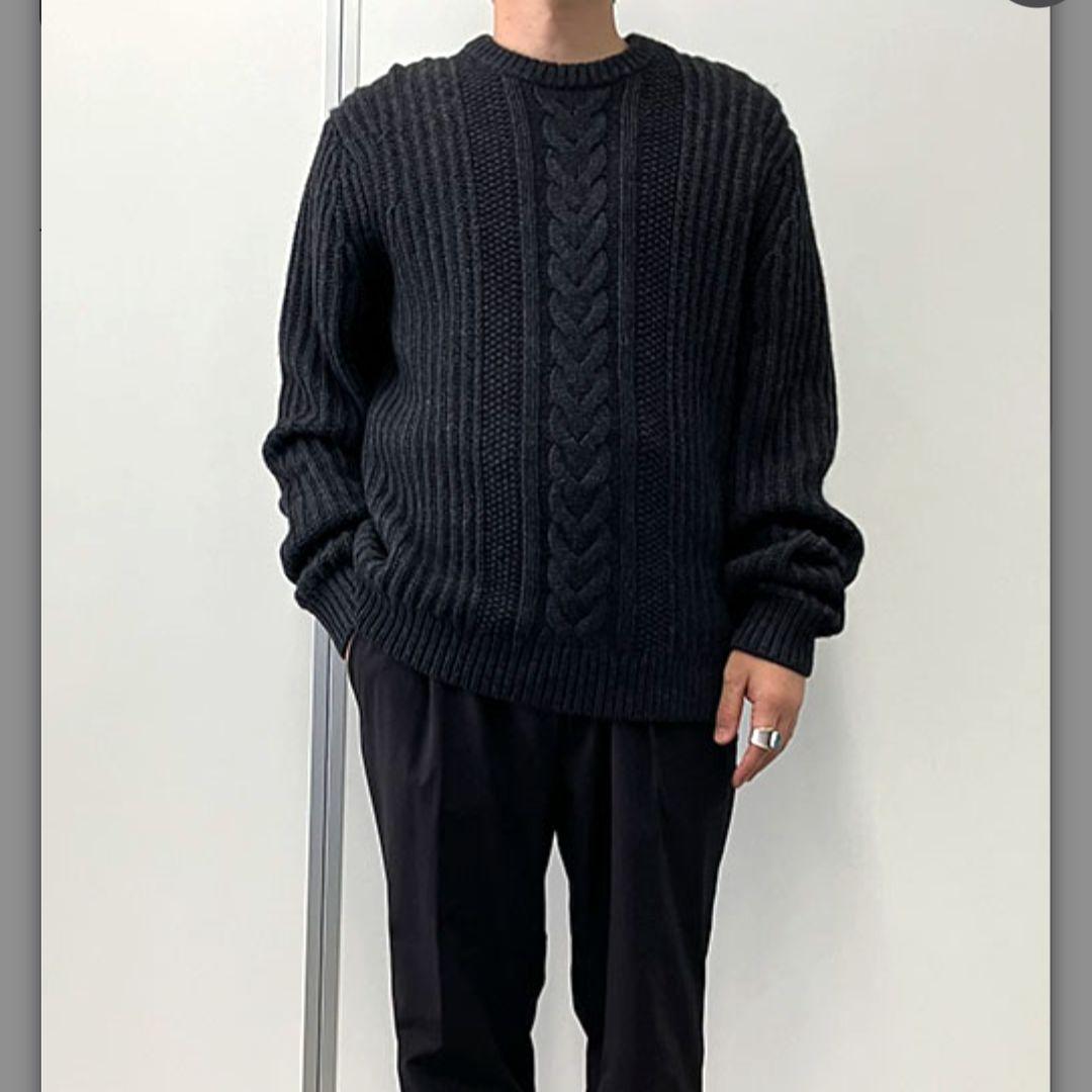 【新品】theory セオリー 異素材 ケーブルニット クルーネック S