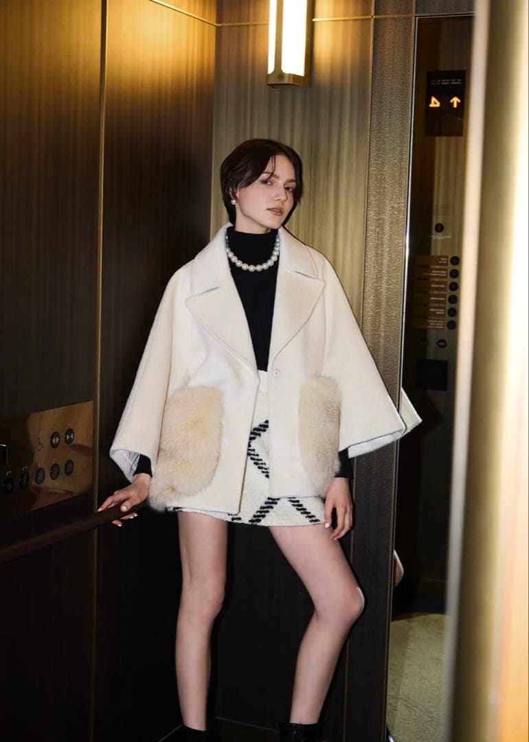 ジャケット・アウター FOX FUR pocket tailored middle coat