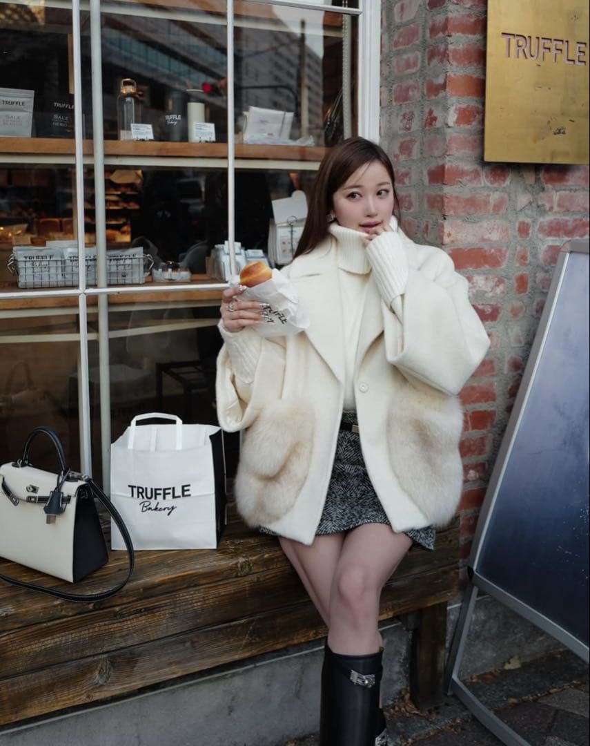 ジャケット・アウター FOX FUR pocket tailored middle coat