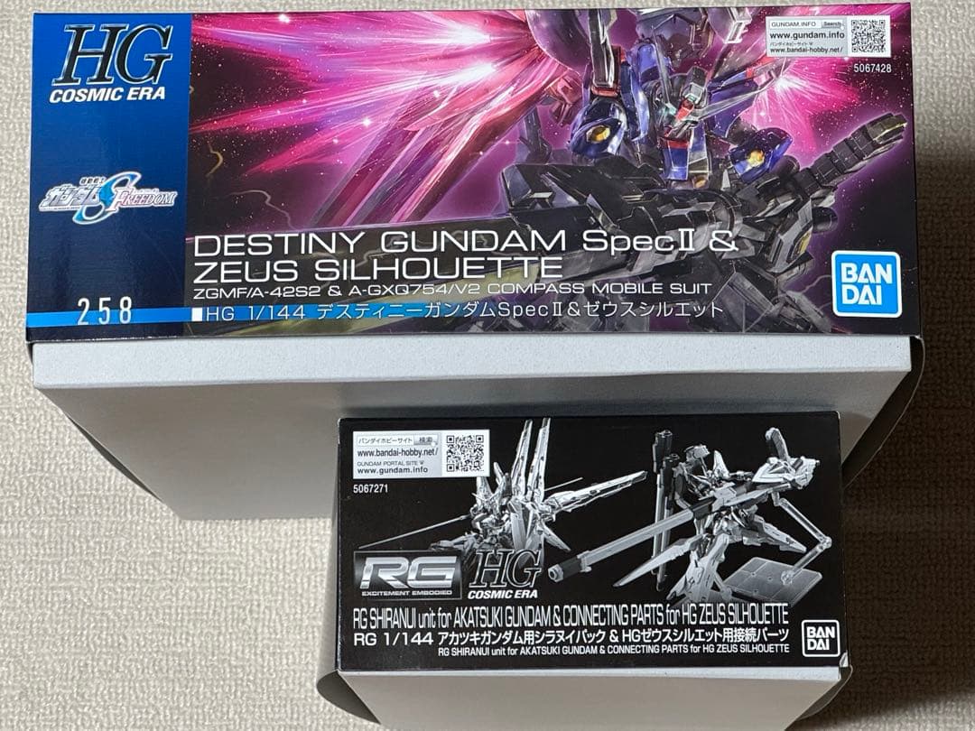 HG デスティニーガンダムSpecII&ゼウスシルエット　RG アカツキ 接続