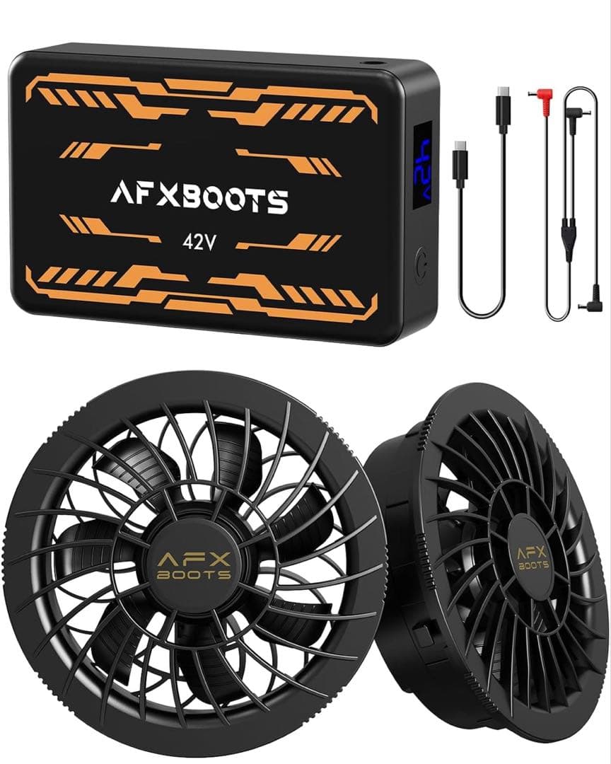 フード付き空調服 ブラック + ファン+ バッテリー付き