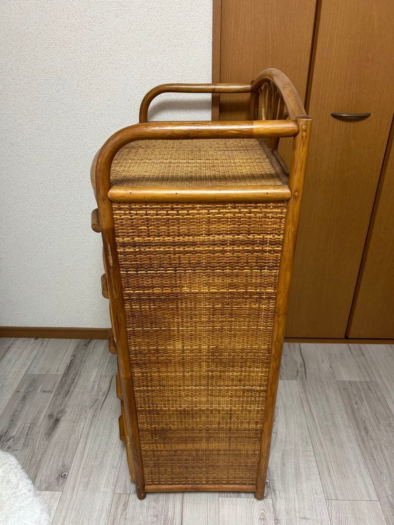 ラタン製　5段チェスト