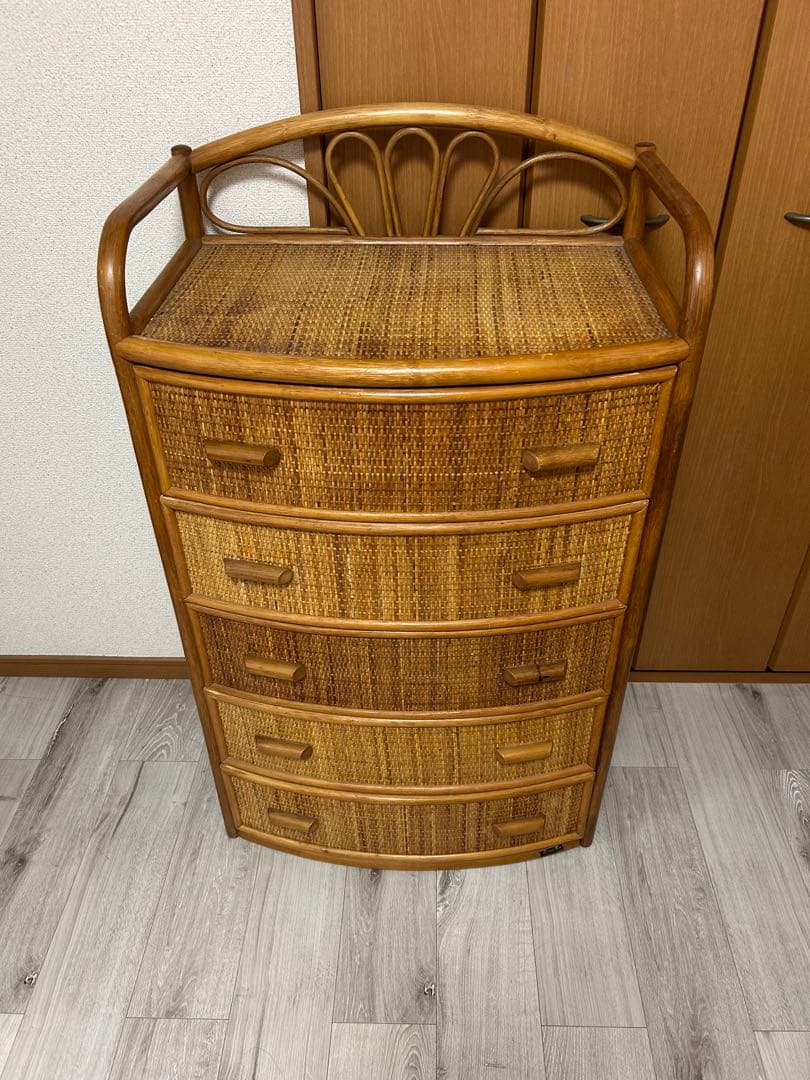 ラタン製　5段チェスト