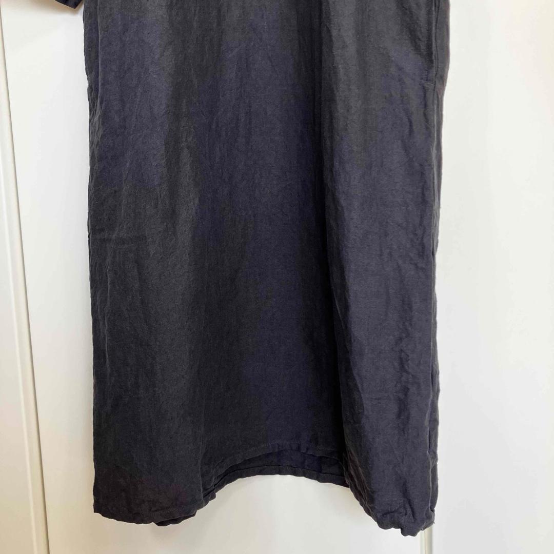 中川政七商店 厚手麻のボタンワンピース スミクロ