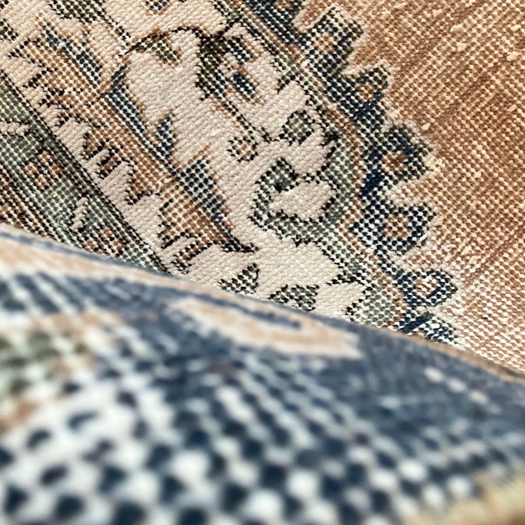 額縁メダリオン✳︎130×215コーラルピンク　ブルー　トルコヴィンテージラグ