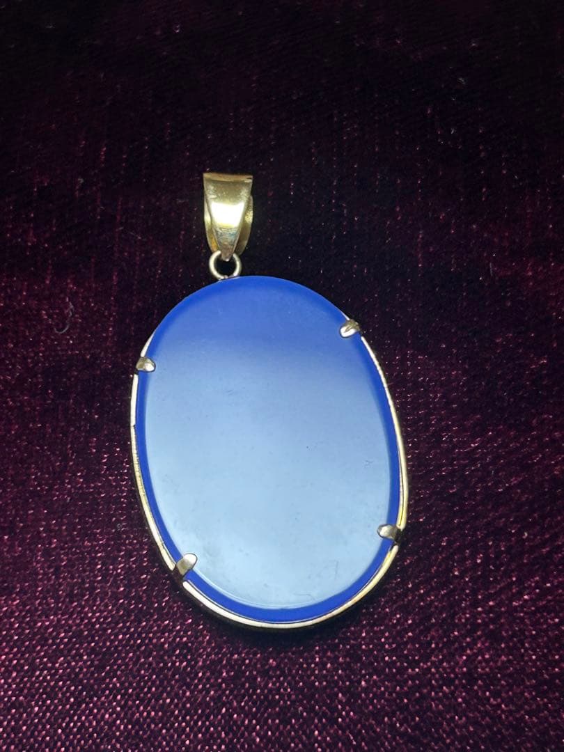 K18 カメオ ペンダントトップ 瑪瑙 天使と三日月 K18YG