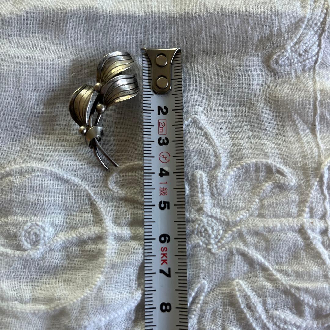 フランスアンティーク　ヤドリギ　ブローチ　シルバー刻印