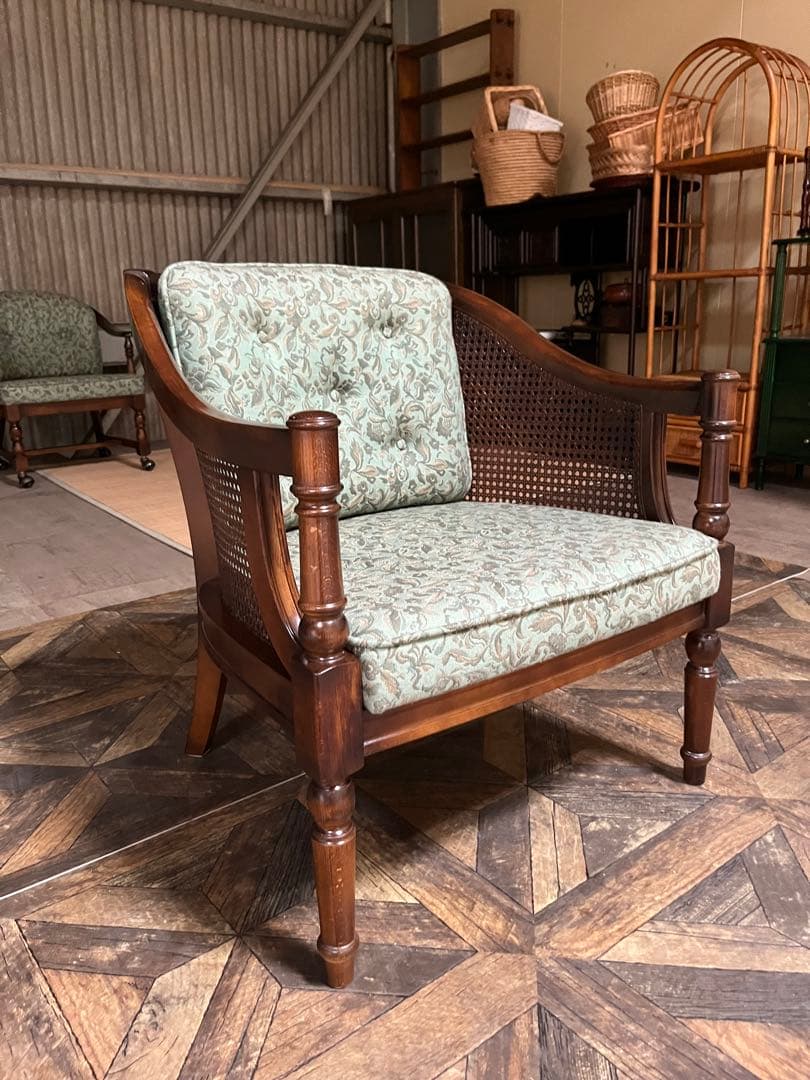 野の花子＊カリモク コロニアル シングルソファ肘掛 椅子1人掛け3脚セット