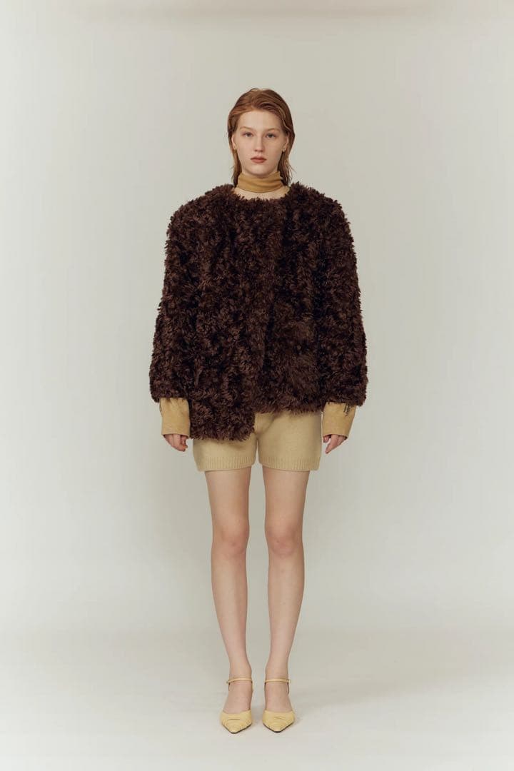 ジャケット・アウター EAPHI ASYMMETRY BOA COAT