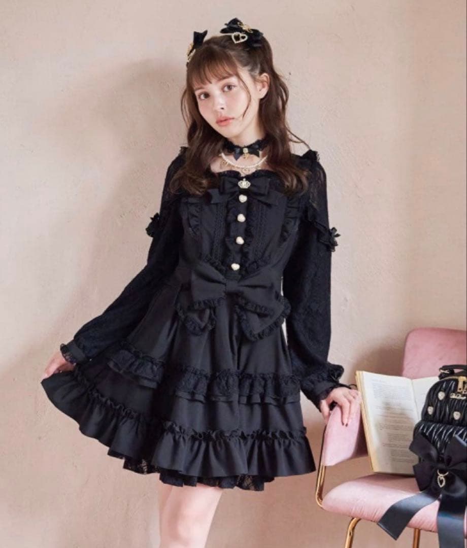 リズリサ　lizlisa ティアラリボンティアードワンピース