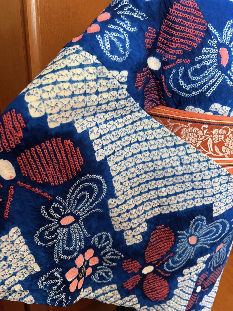 浴衣 有松鳴海絞り 単衣 夏物 木綿 綿 舞蝶花文