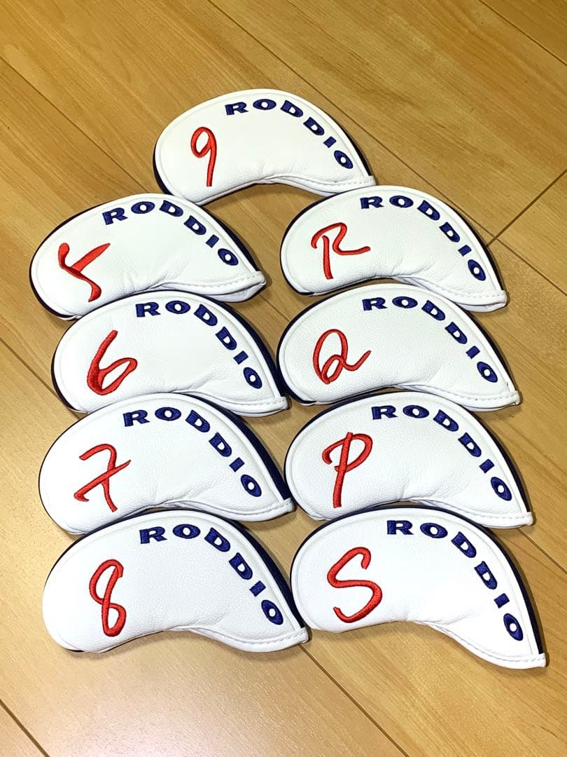 RODDIO(ロッディオ)アイアンカバー９枚セット★Ｗｈｉｔｅ×Ｂｌｕｅライン