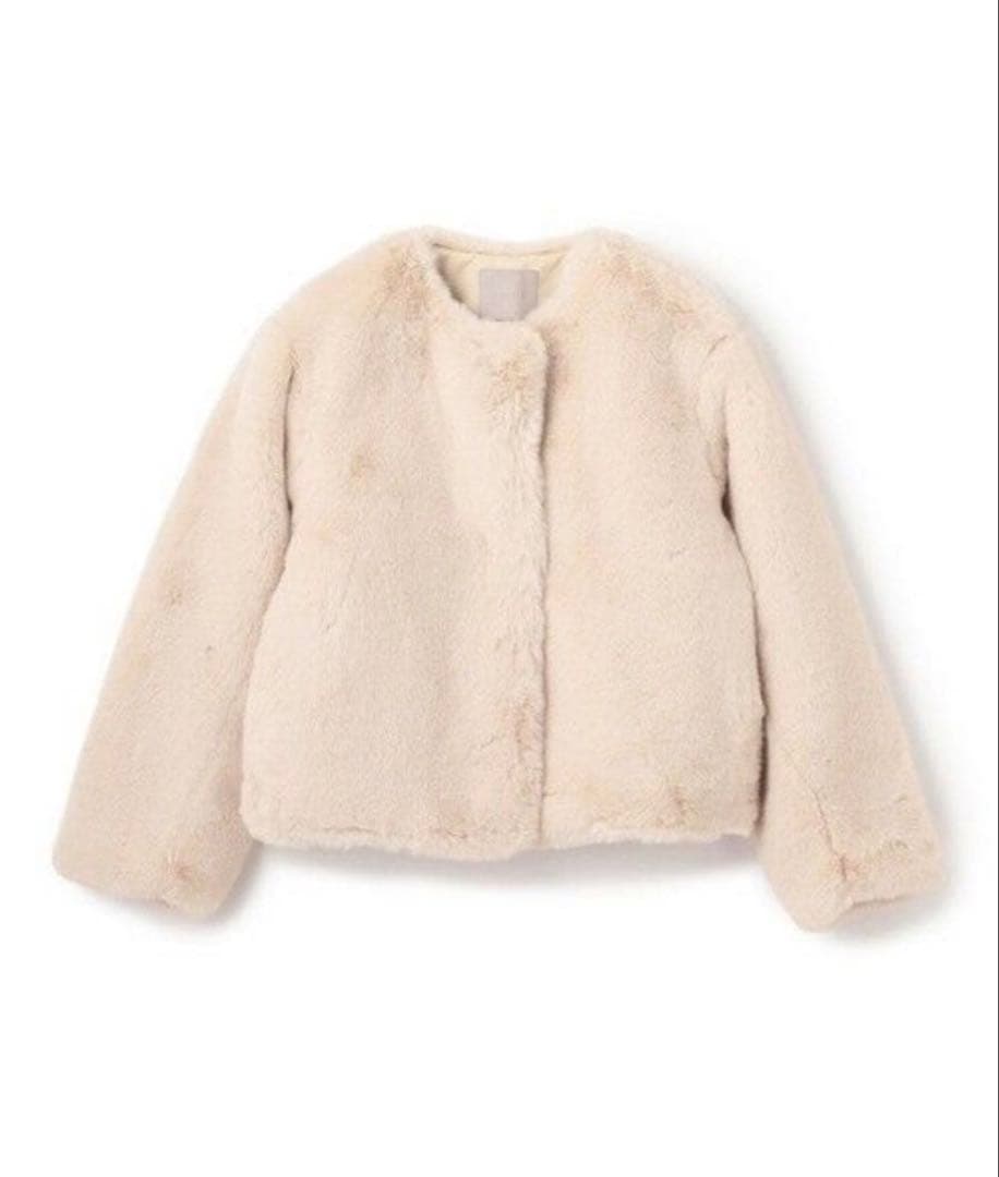 UNFILO エコファークロップドジャケット　ホワイト　M