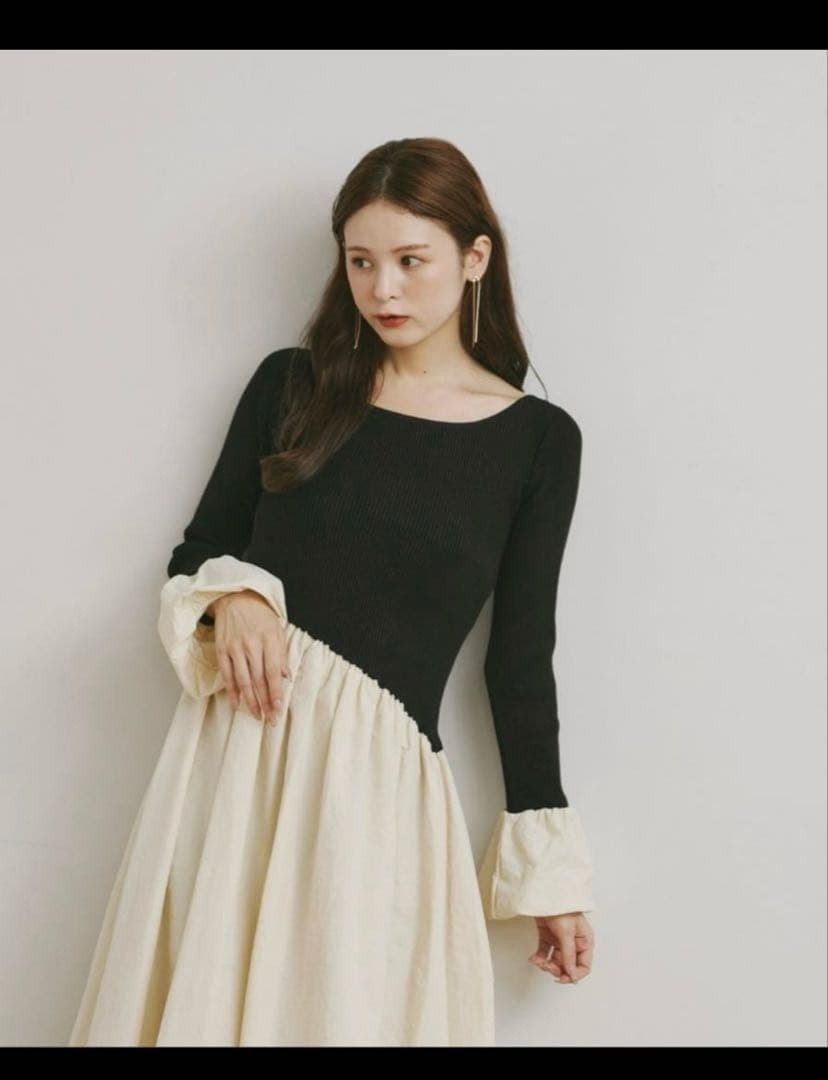 【完売商品】Olu.　ニットドッキングバルーンワンピース