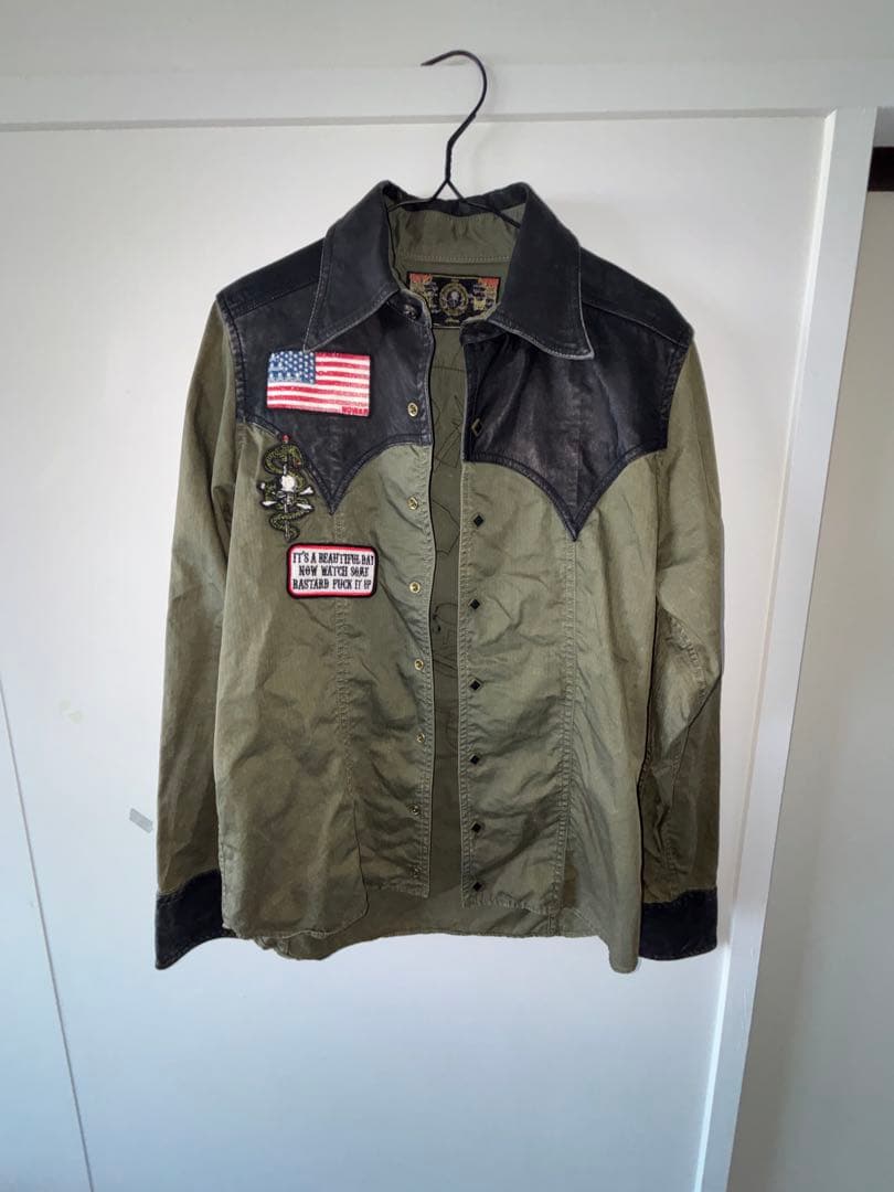 roen レザー切り替えジャケット　刺繍