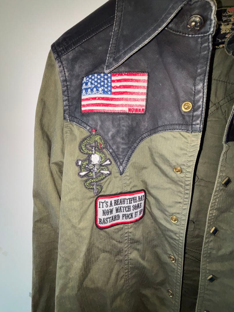 roen レザー切り替えジャケット　刺繍