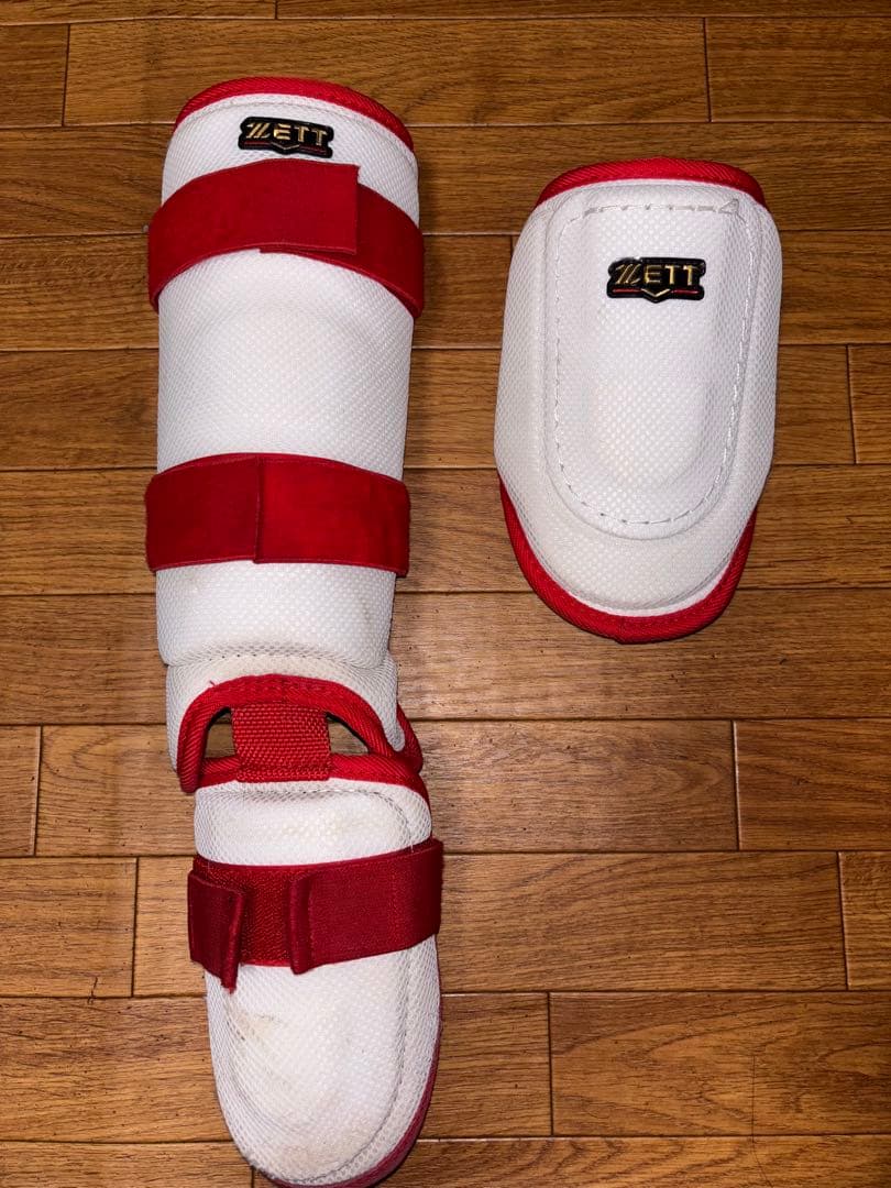 ZETT フットガード 白/赤 フリーサイズ