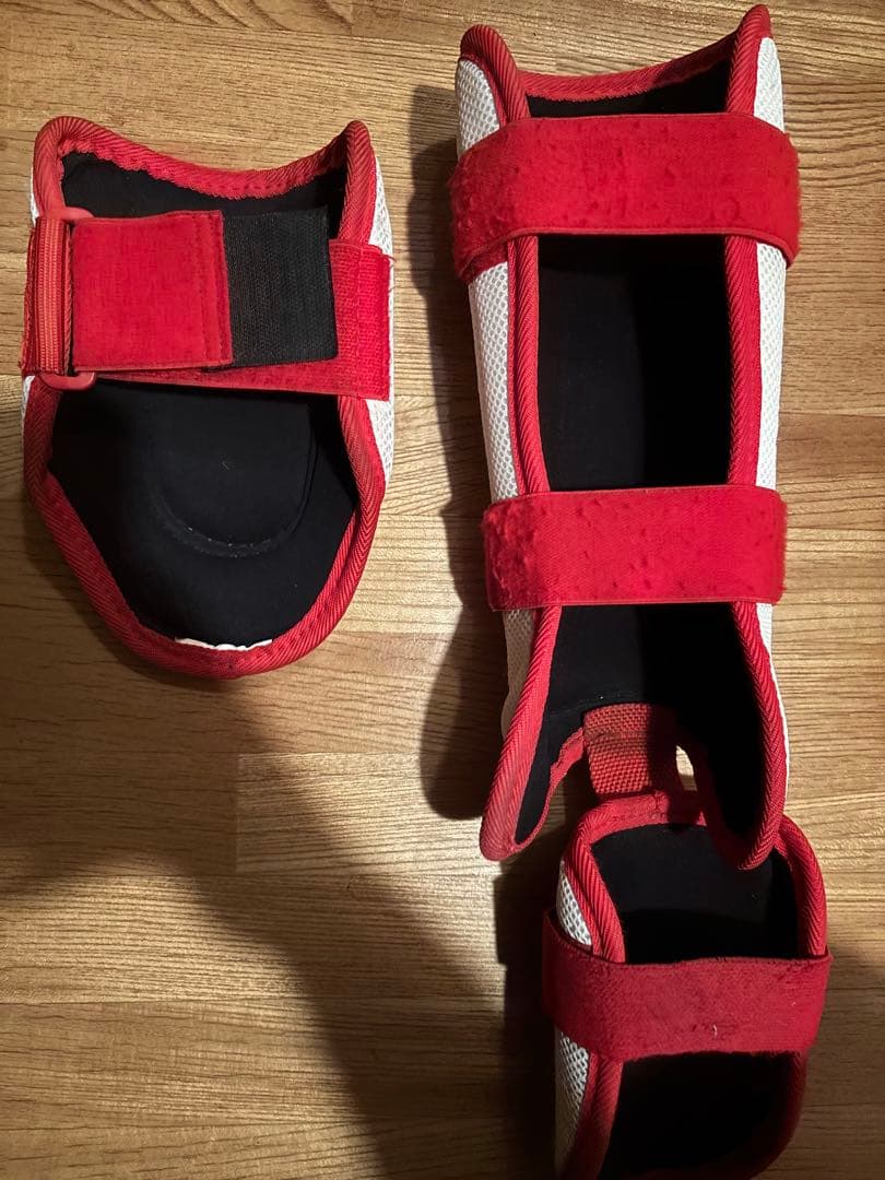 ZETT フットガード 白/赤 フリーサイズ