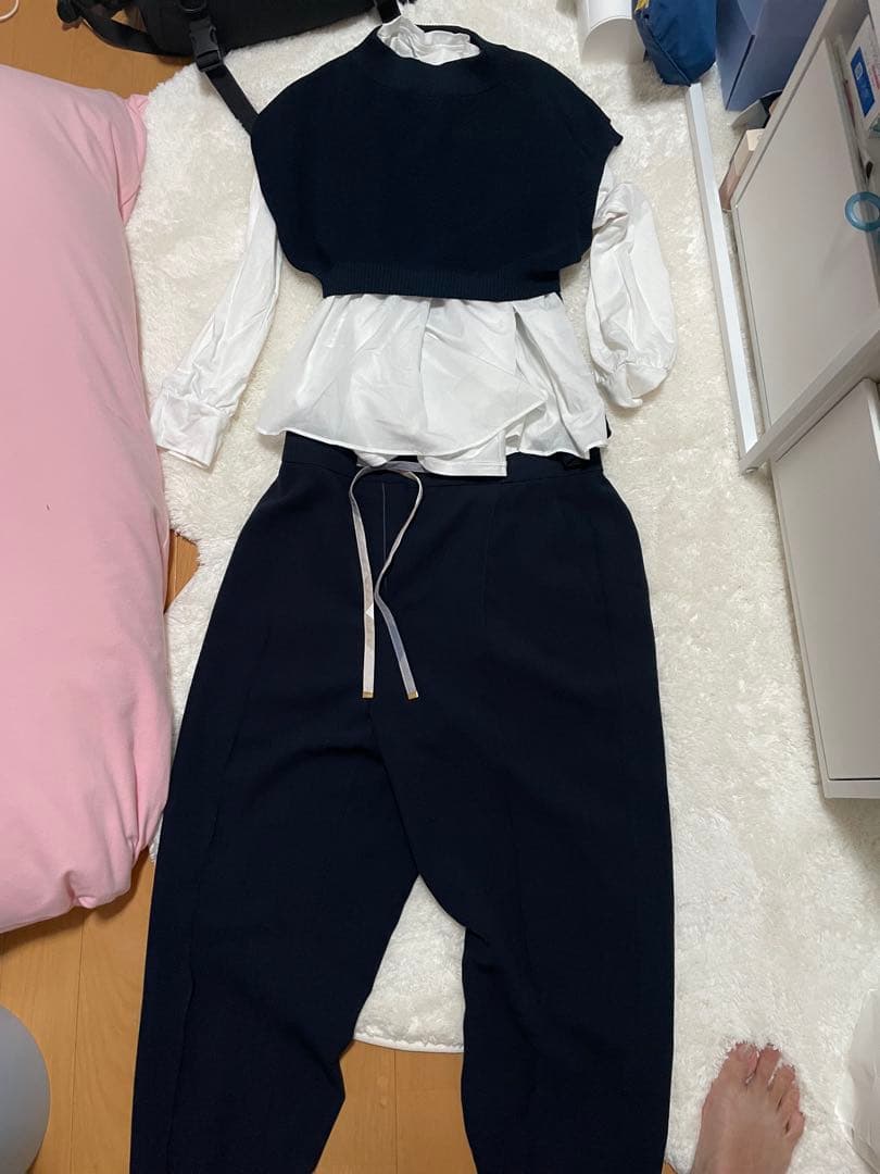 クレストブリッジ　ニット　ブラウス セットアップ　ネイビー　38