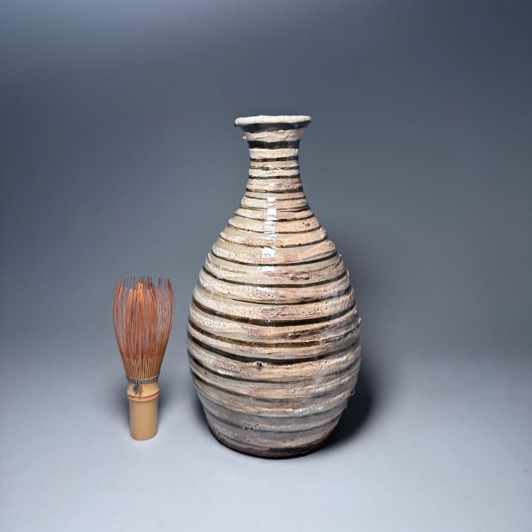 古唐津　輪線文大徳利　花瓶　発掘品　蒐集家放出品　桃山〜江戸初期　古美術　骨董