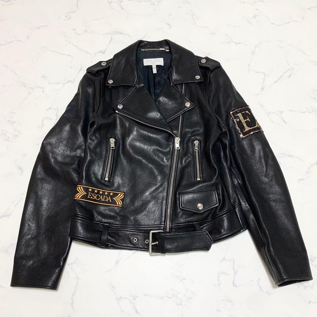 escada【エスカーダ】スパンコール刺繍 ライダースジャケット