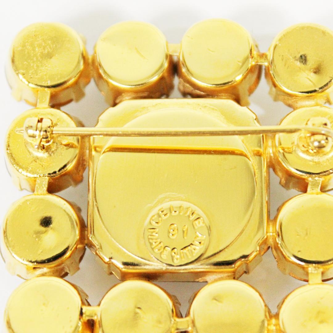 激レア 極美品 セリーヌ ピンブローチ ラインストーン ゴールド CELINE