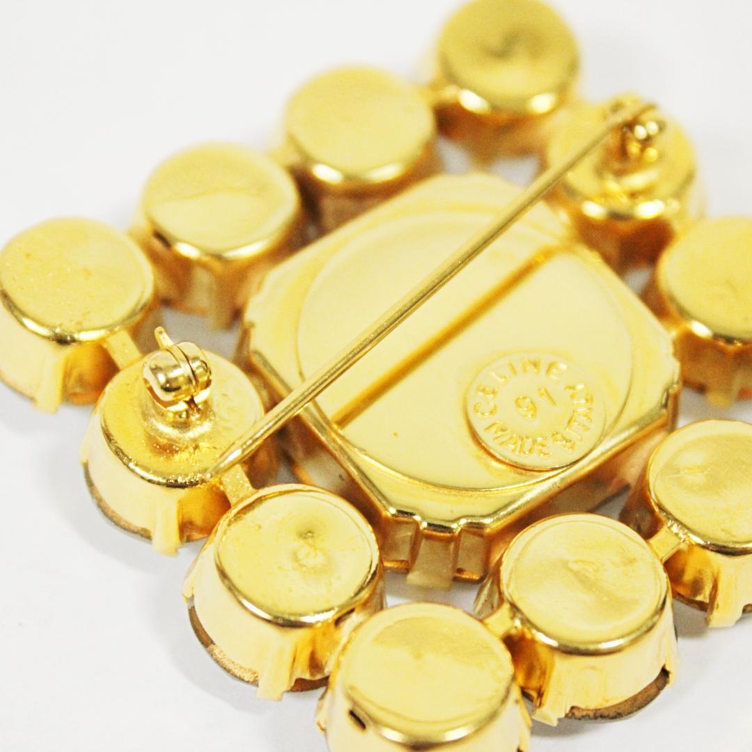 激レア 極美品 セリーヌ ピンブローチ ラインストーン ゴールド CELINE