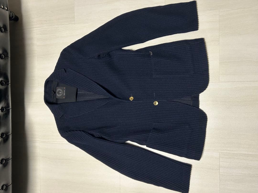 リングジャケット　リブ編み ネイビー テーラードジャケット