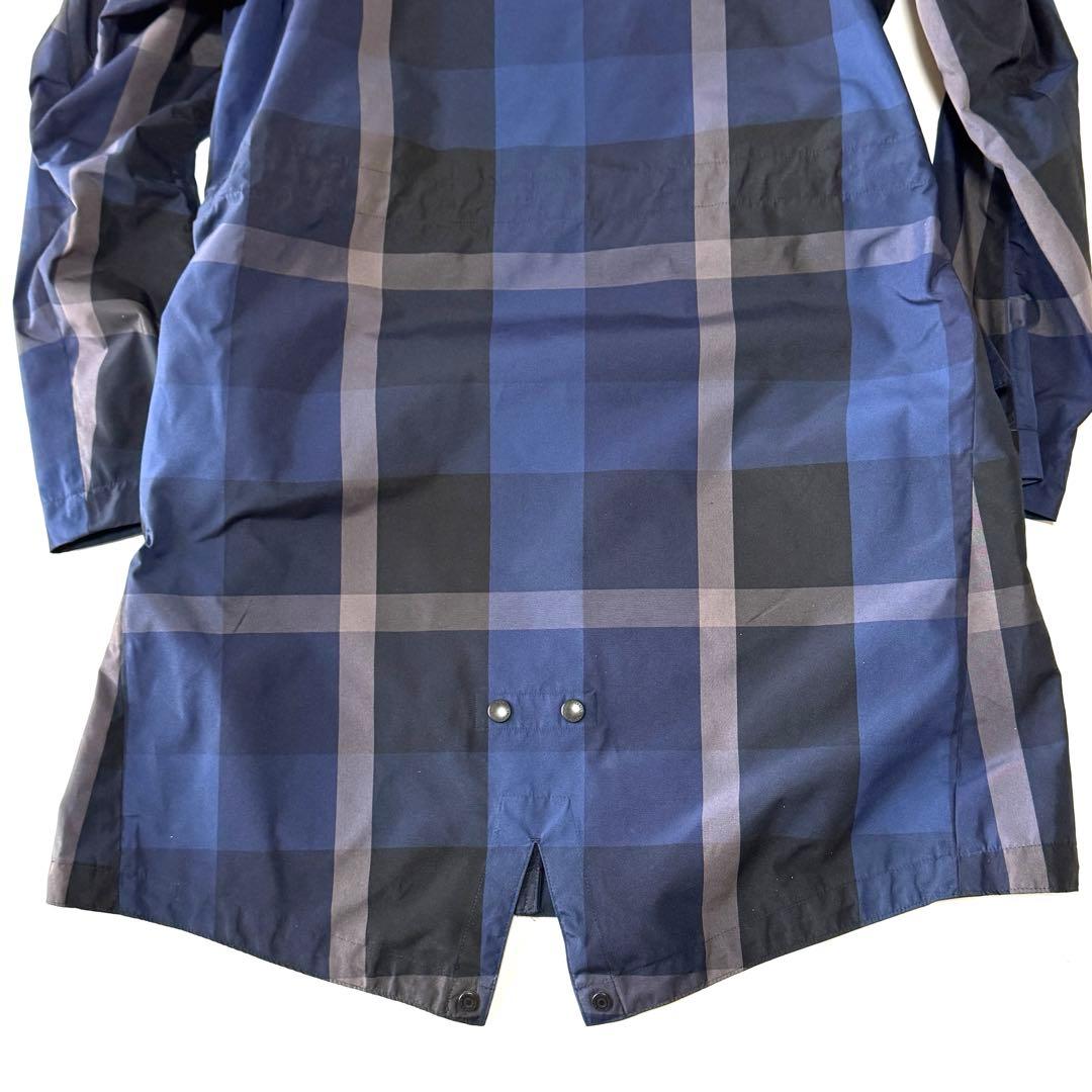 美品 ブラックレーベルクレストブリッジ 撥水 モッズコート チェック フーデッド