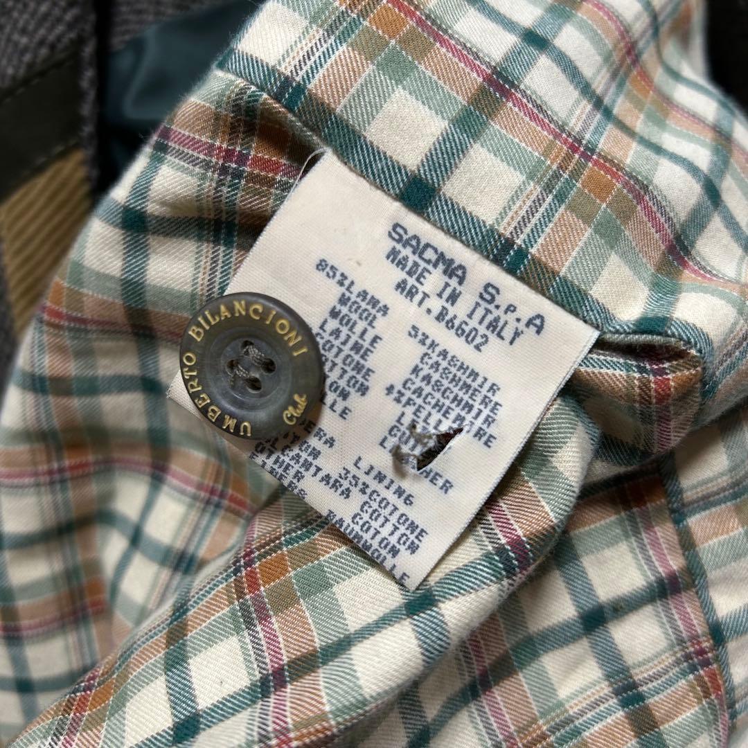 90s イタリア製 カシミヤ ウール ツイード テーラードジャケット 2way