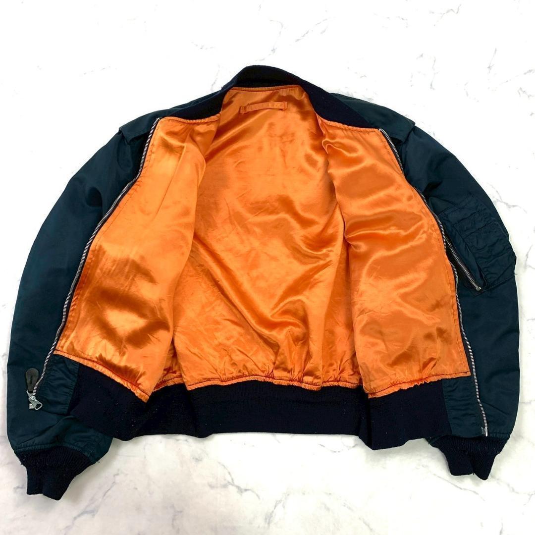 90s USA製 アルファ L-2B フライトジャケット 紺 XL　D479