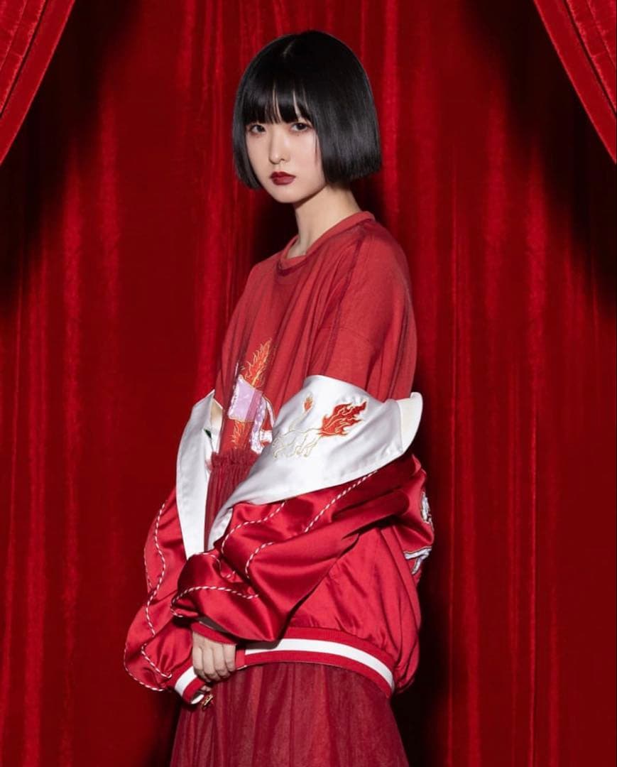 HOTELO スカジャン リバーシブル 赤 白 刺繍