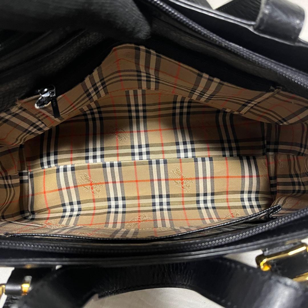バーバリーズ レザー トートバッグ ハンドバッグ ブラック B69